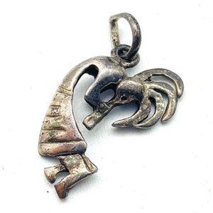 Kokopelli Pendant Silver Tone Flute Ethnic Native Tribal Southwest Classic Gift